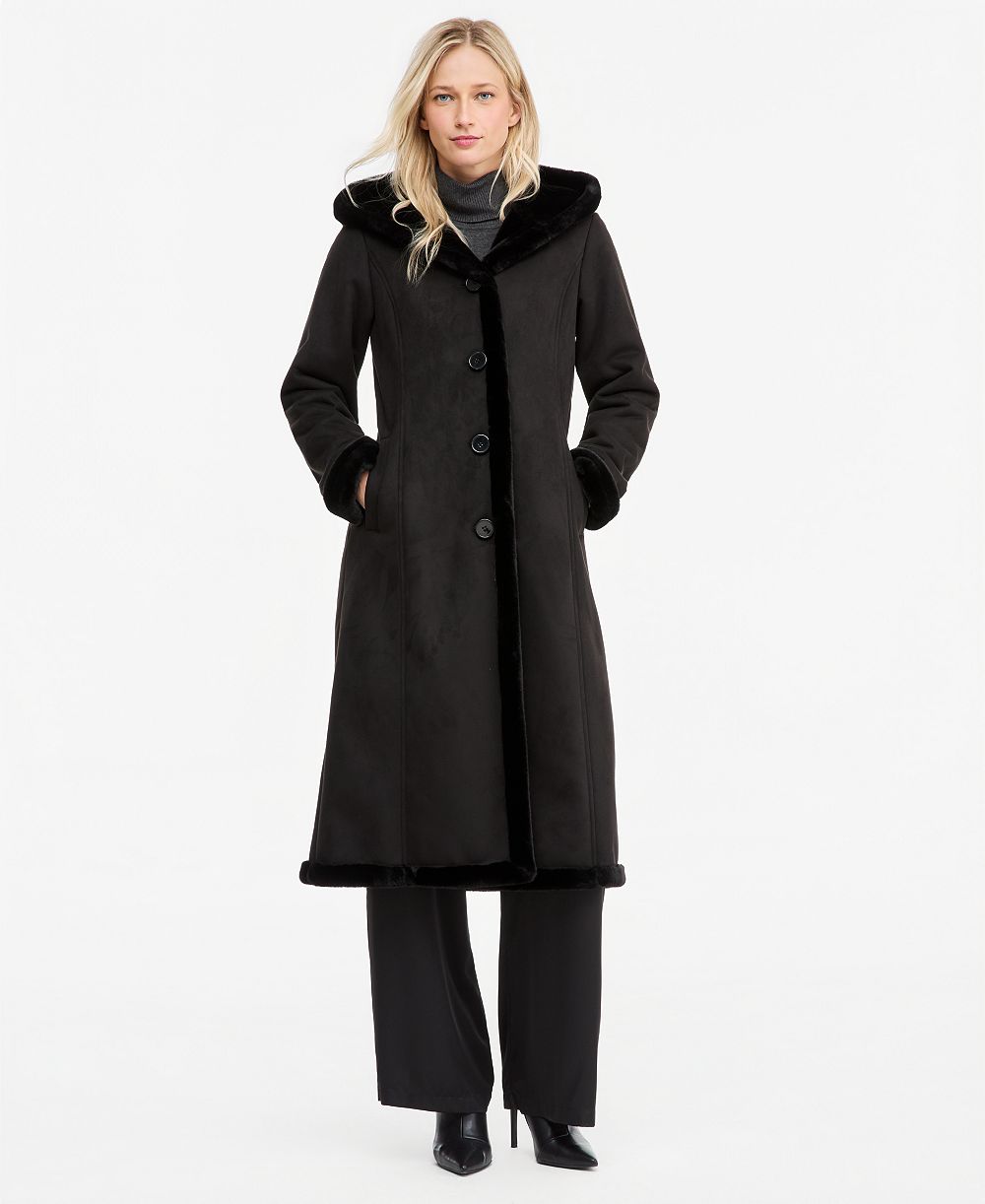 Jones New York Women's Maxi Faux Shearling Coat
