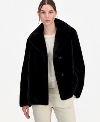 Женское короткое пальто Jones New York с воротником-стойкой из искусственного меха