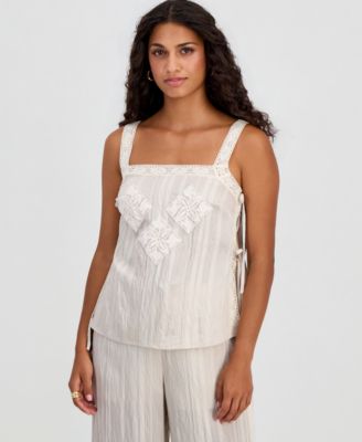 And Now This Petite Lace Trim Tie-Side Sleeveless Top, Macy's Exclusive