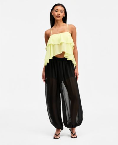 Bar III Women's High-Rise Sheer Balloon Pants, Macy's Exclusive