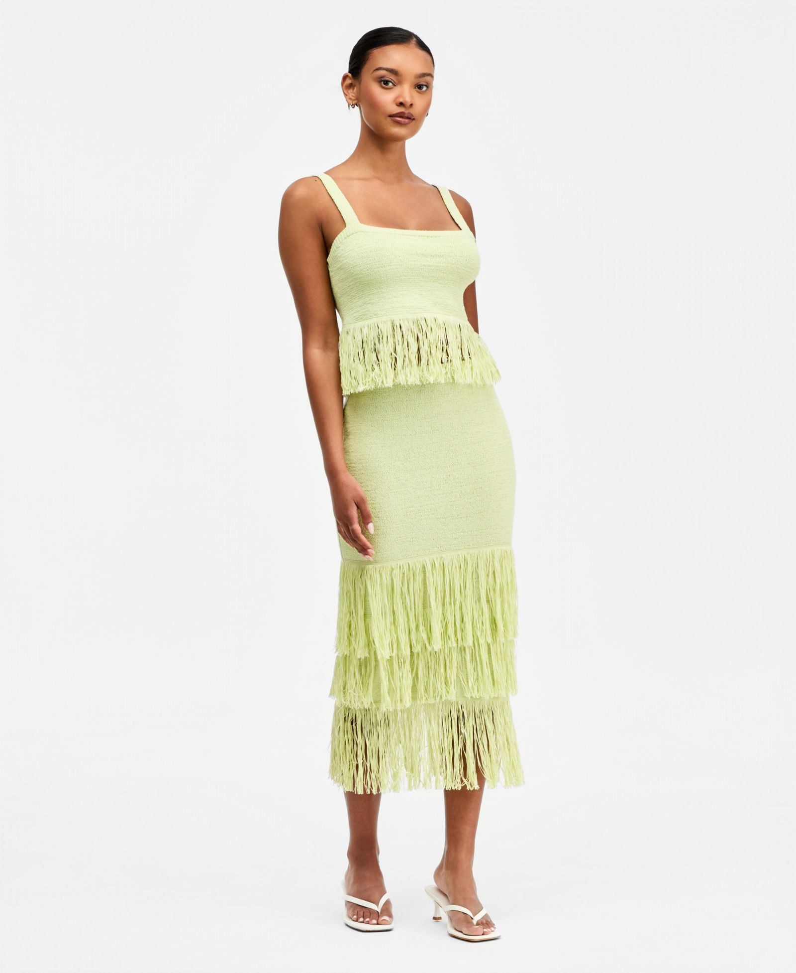 Bar III Women's Pull-On Tiered-Fringe Sweater Skirt, Macy's Exclusive