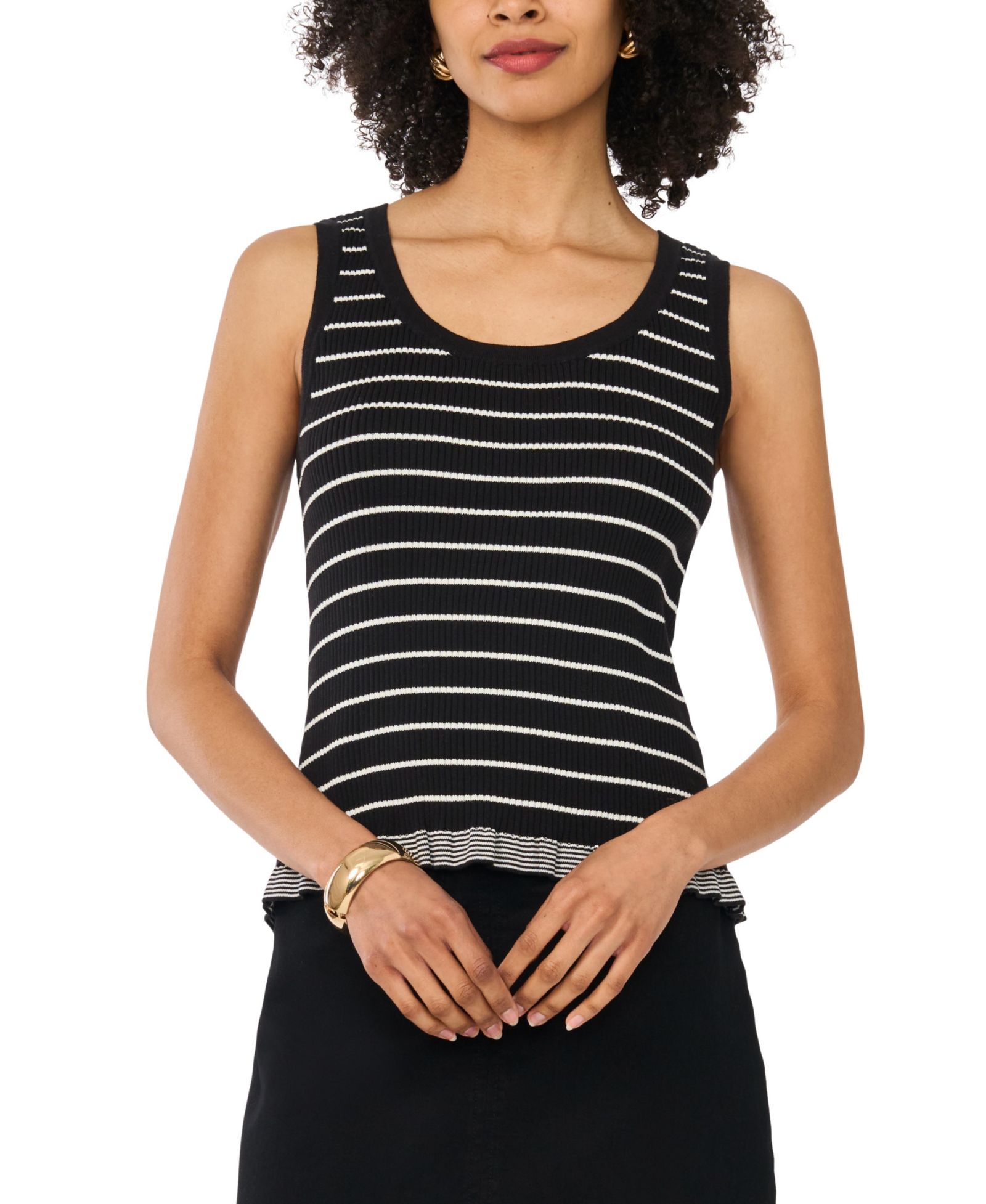 Женский топ Vince Camuto Cotton Ribbed Striped Tank Top