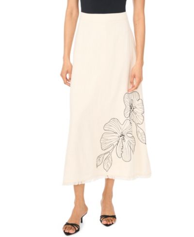 Vince Camuto Women's Printed Invisible Zipper Midi Skirt
