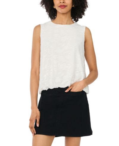 Vince Camuto Women's Bubble Hem Crewneck Sleeveless Top