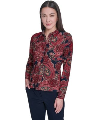 Женский топ Tommy Hilfiger Long-Sleeve Paisley Print Collared