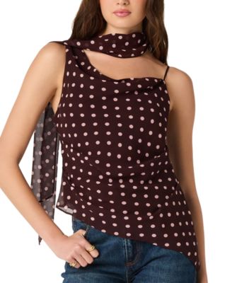 ASTR the Label Women's Chiffon Cowl Neck Scarf Top