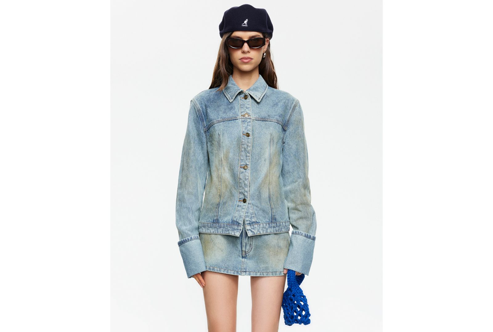 Lioness Women's The Bronx Spread Collar Button-Front Cotton Denim Jacket