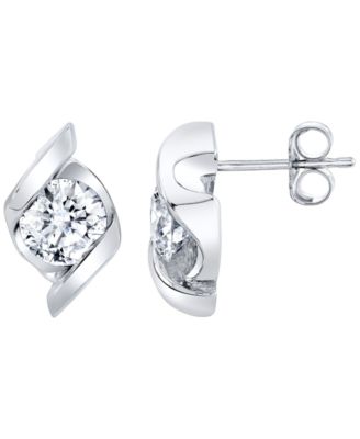 Серьги-гвоздики Macy's с выращенными в лаборатории бриллиантами (1-1/2 ct. t.w.) в 14k белом или желтом золоте
