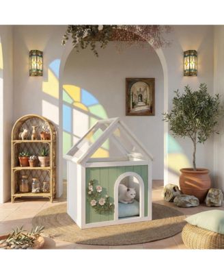 6thdruple Wood Pet House with Clear Roof and Carvings