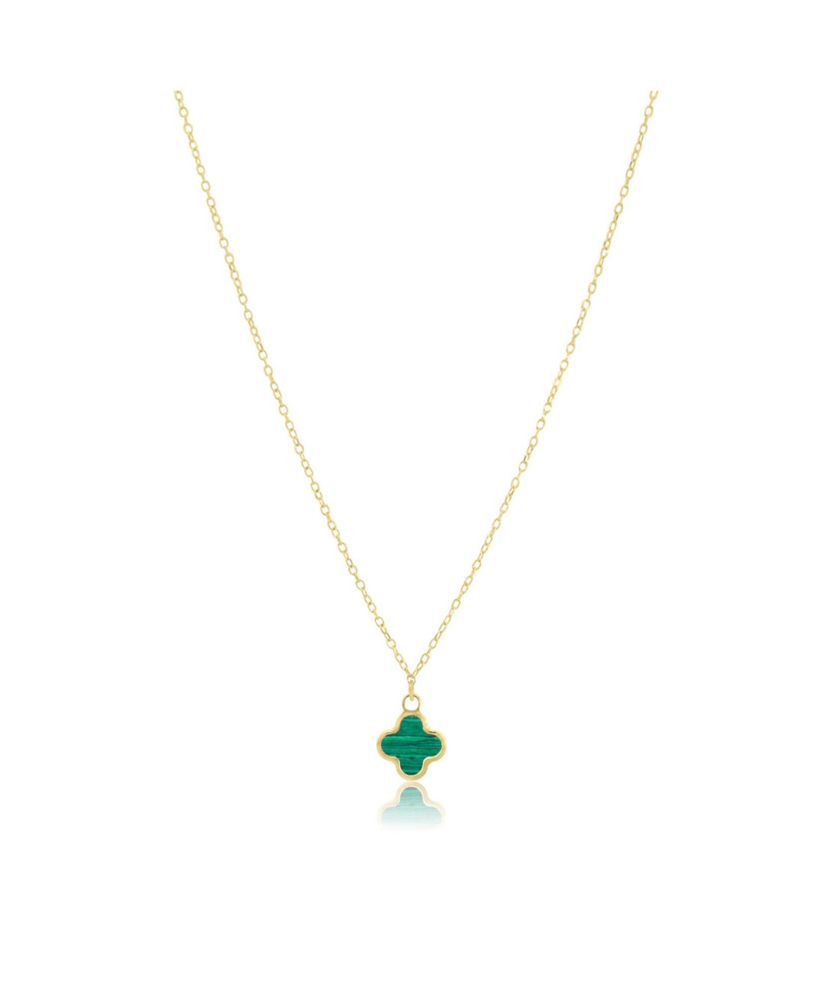 The Lovery ожерелье с подвеской Single Clover 14K Gold, малахит