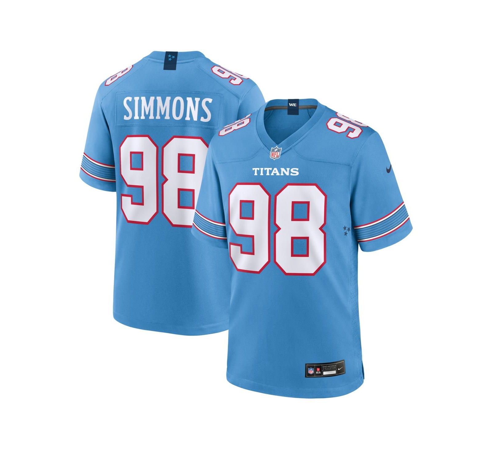 Nike Men's Jeffery Simmons Light Blue Tennessee Titans Game Jersey