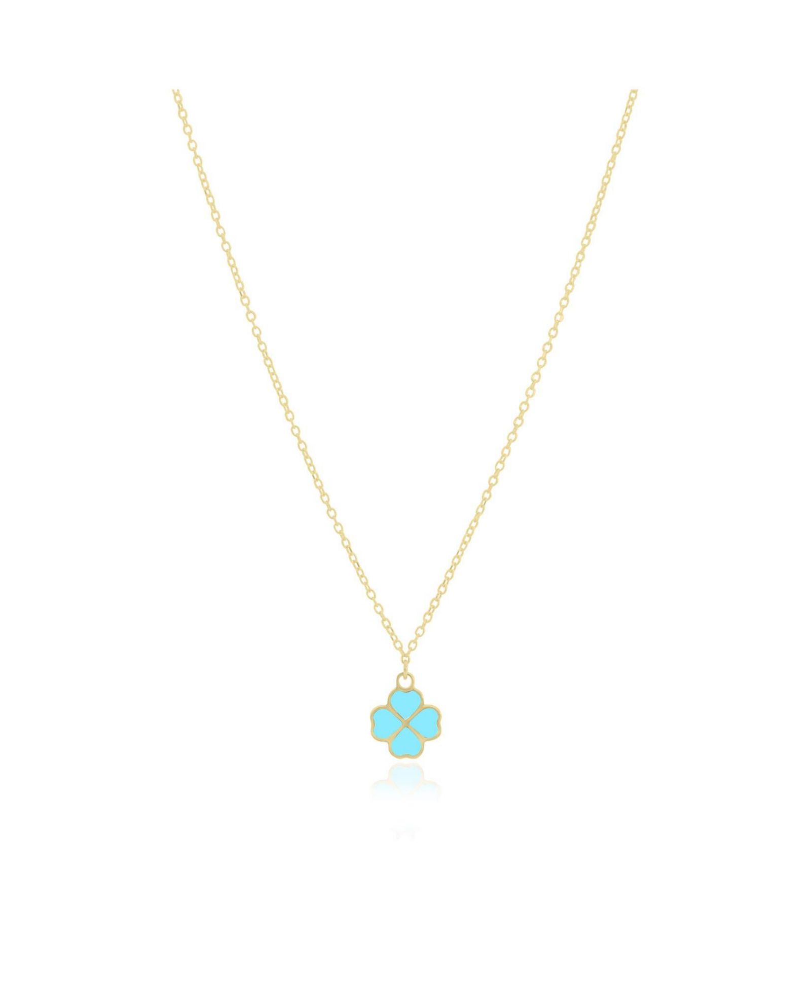 The Lovery Ожерелье Lucky Clover 14K Gold, бирюзовое