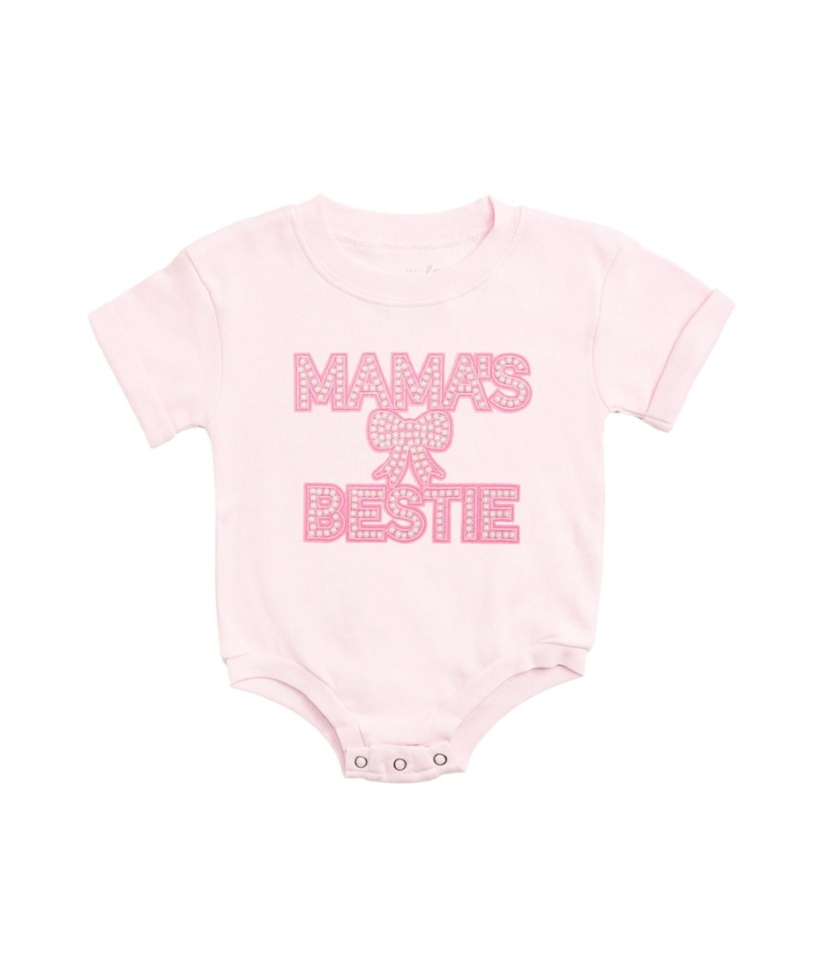 Детский ромпер Sweet Wink Mama's Bestie с жемчужной отделкой и коротким рукавом