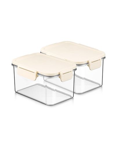 Sorbus 2 Pack 900ml/31.75oz Clear Stackable Airtight Food Storage Containers for Pantry, Rice, Pasta, Cereal and More