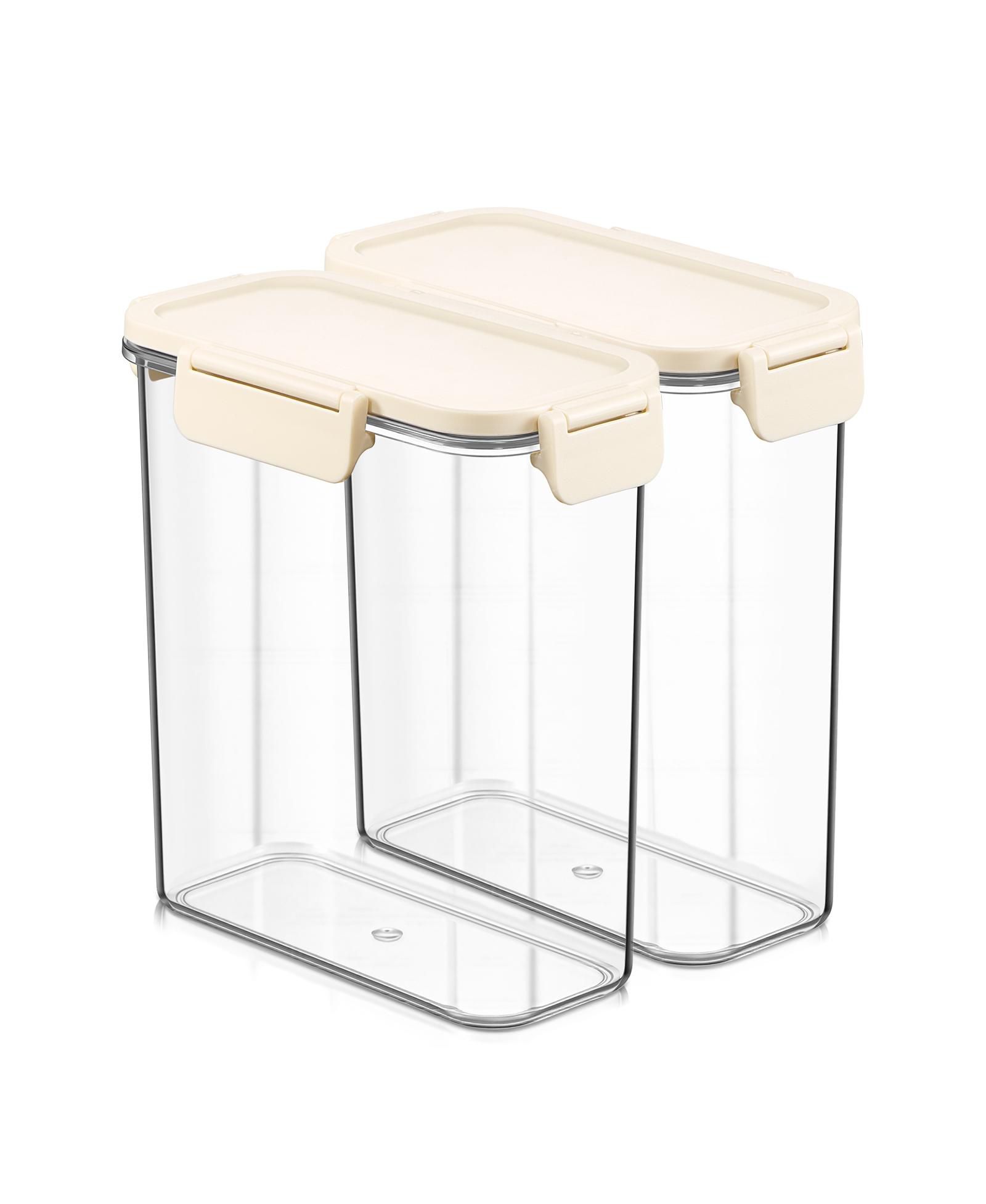 Sorbus 2 Pack 1300ml/45.86oz Clear Stackable Airtight Food Storage Containers for Pantry, Rice, Pasta, Cereal and More