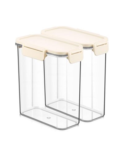 Sorbus 2 Pack 1300ml/45.86oz Clear Stackable Airtight Food Storage Containers for Pantry, Rice, Pasta, Cereal and More