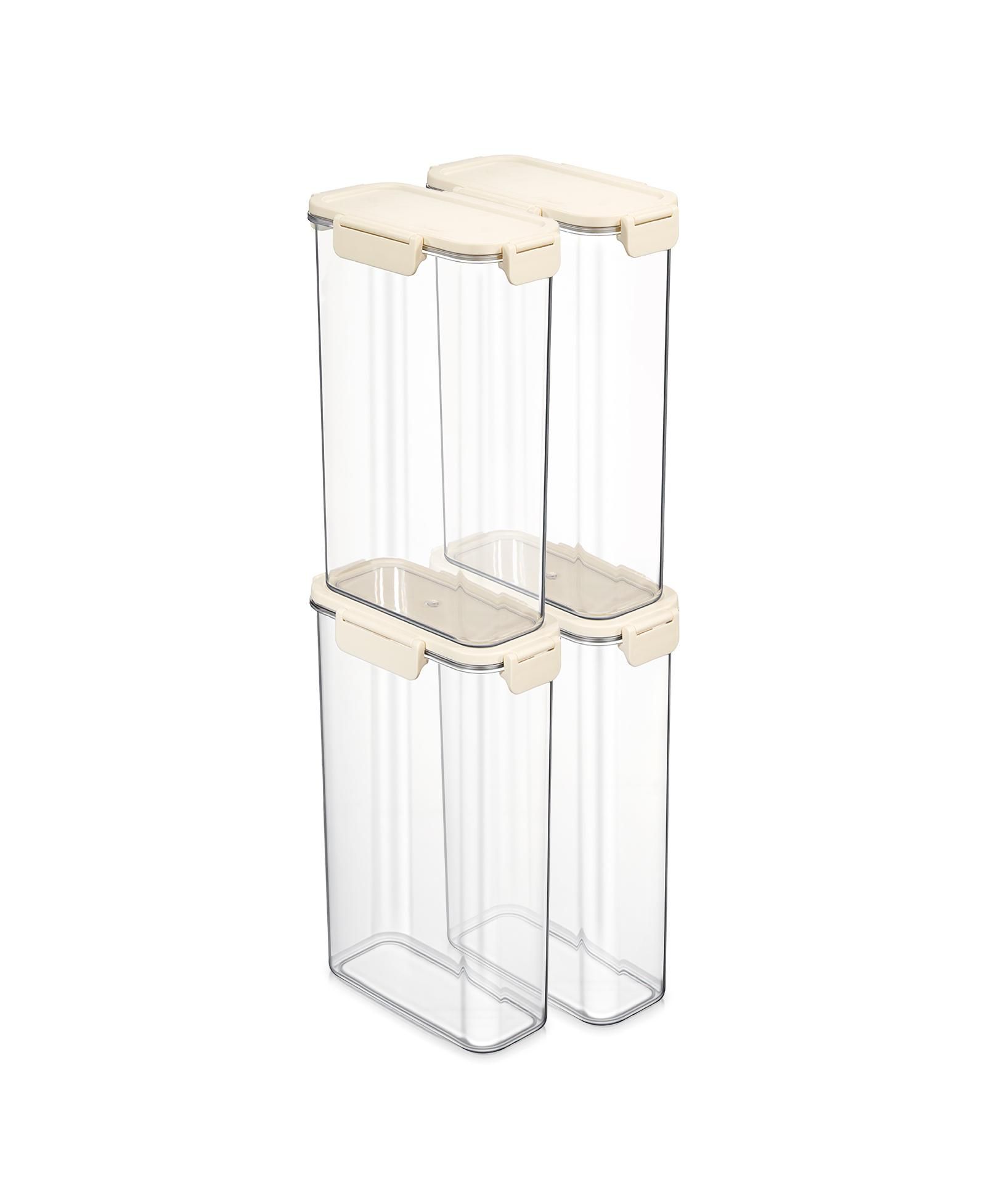 Sorbus 4 Pack 2000ml/70.55oz Clear Stackable Airtight Food Storage Containers for Pantry, Rice, Pasta, Cereal and More