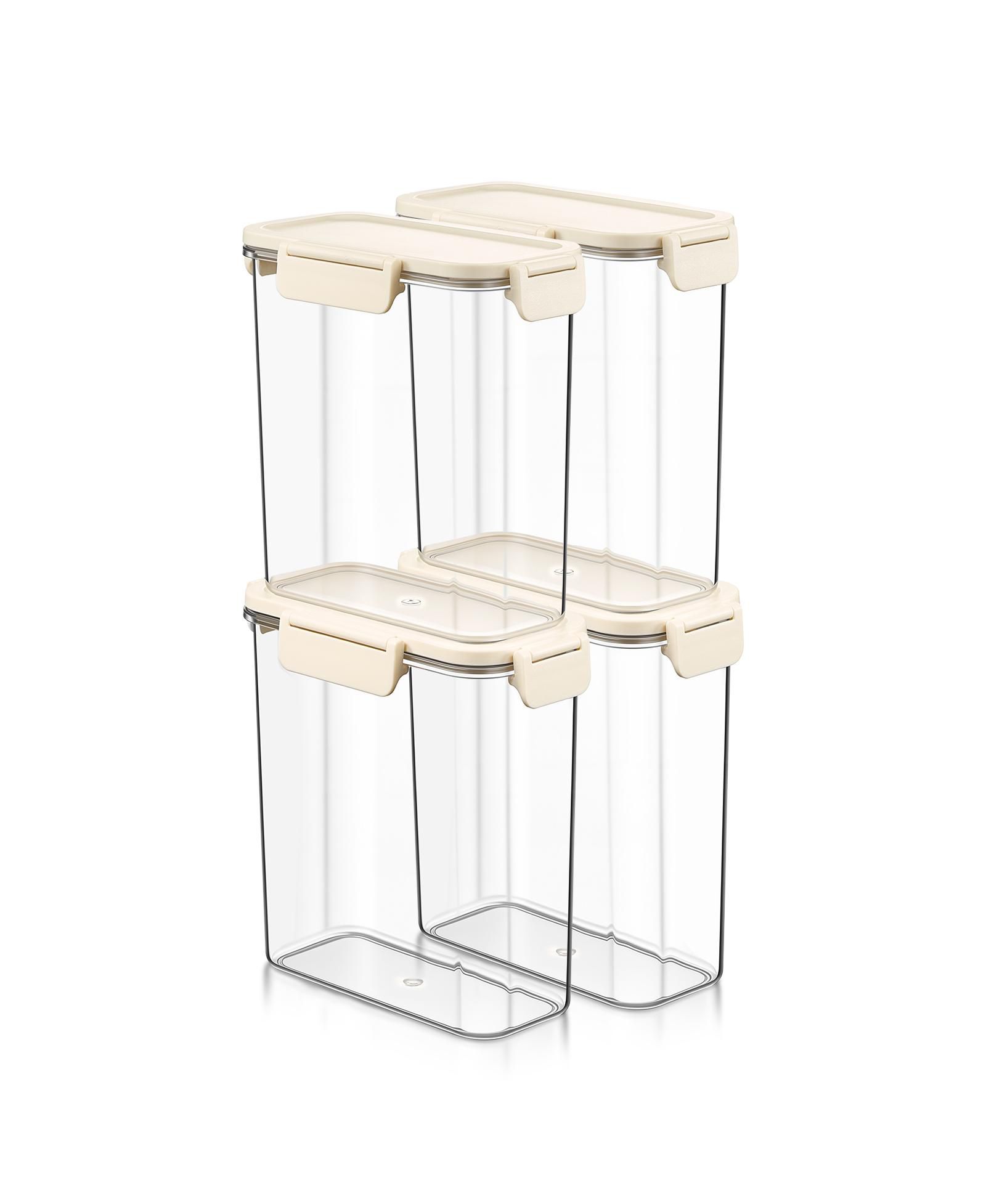 Sorbus 4 Pack 1300ml/45.86oz Clear Stackable Airtight Food Storage Containers for Pantry, Rice, Pasta, Cereal and More