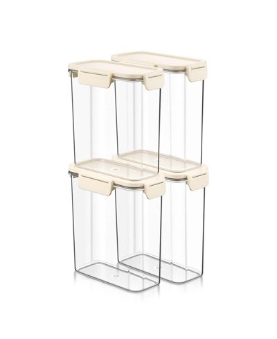 Sorbus 4 Pack 1300ml/45.86oz Clear Stackable Airtight Food Storage Containers for Pantry, Rice, Pasta, Cereal and More