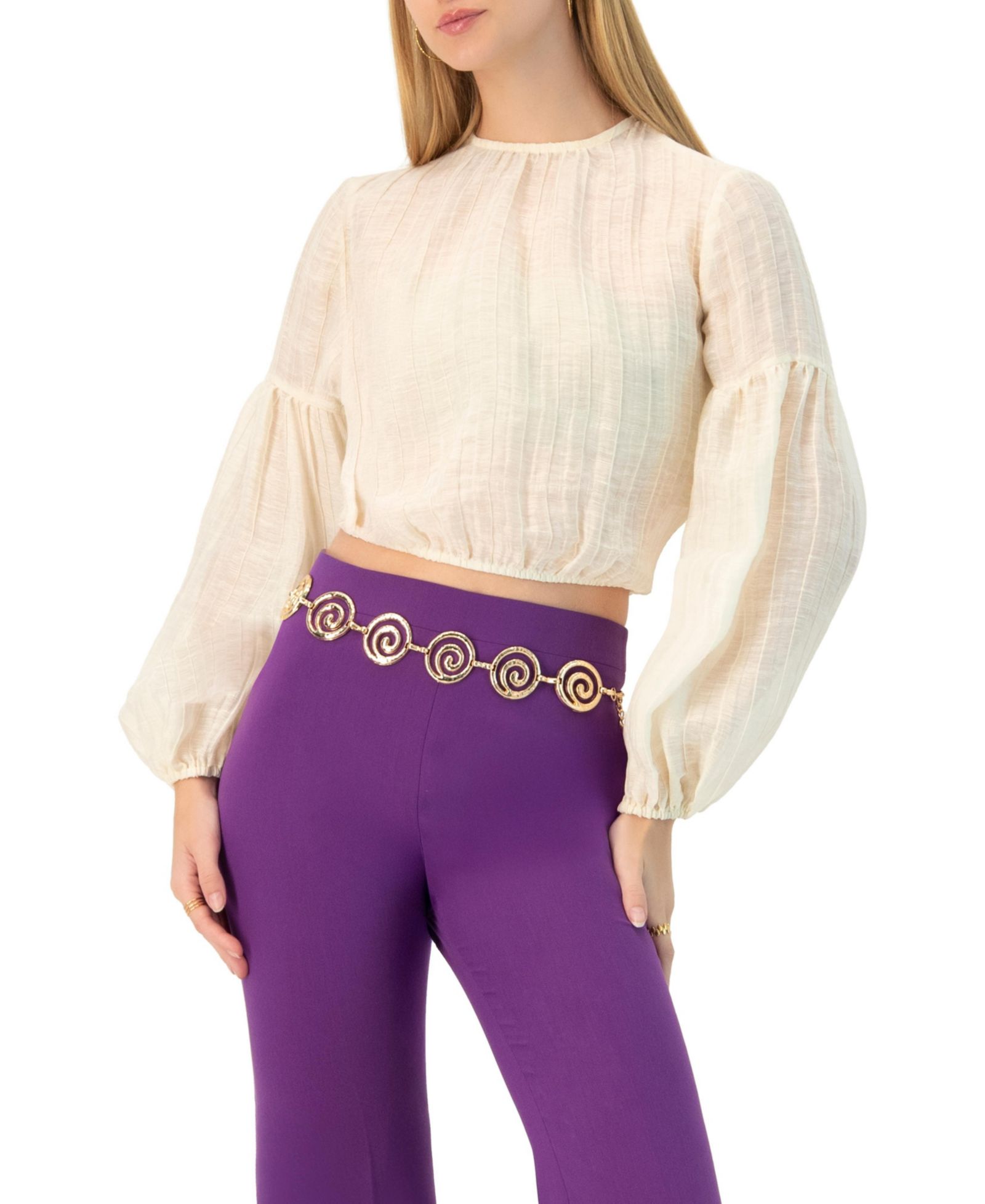 IVONNE Women's Long Sleeve Balloon Blouse