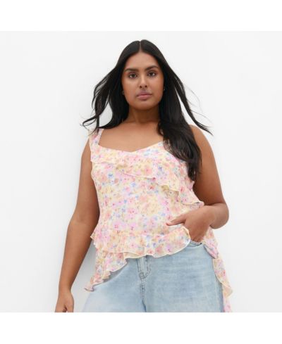 CITY CHIC Women's Plus Size Waverly Frill Print Top