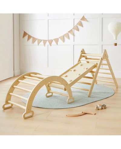 Tiny Land Набор Pikler Triangle, 7-в-1 деревянный игровой комплекс для детей