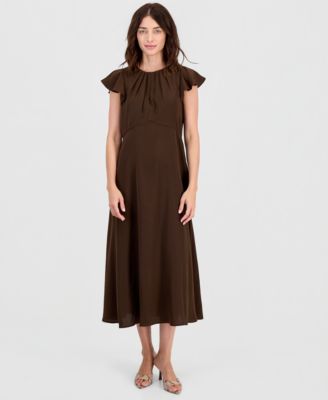 I.N.C. International Concepts Women's Flutter-Sleeve A-Line Midi Dress, Macy's Exclusive