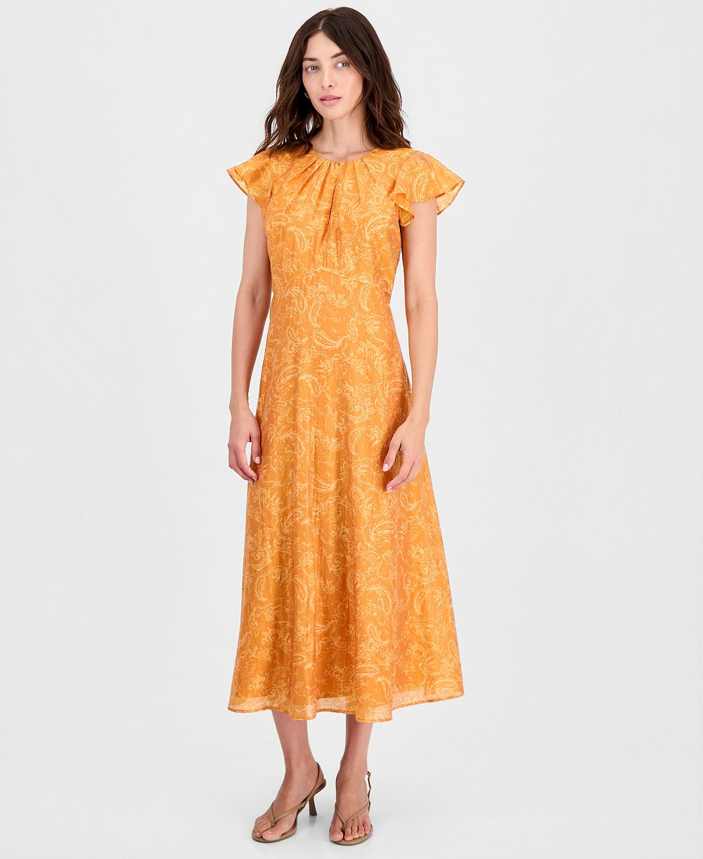 I.N.C. International Concepts Women's Flutter-Sleeve A-Line Midi Dress, Macy's Exclusive