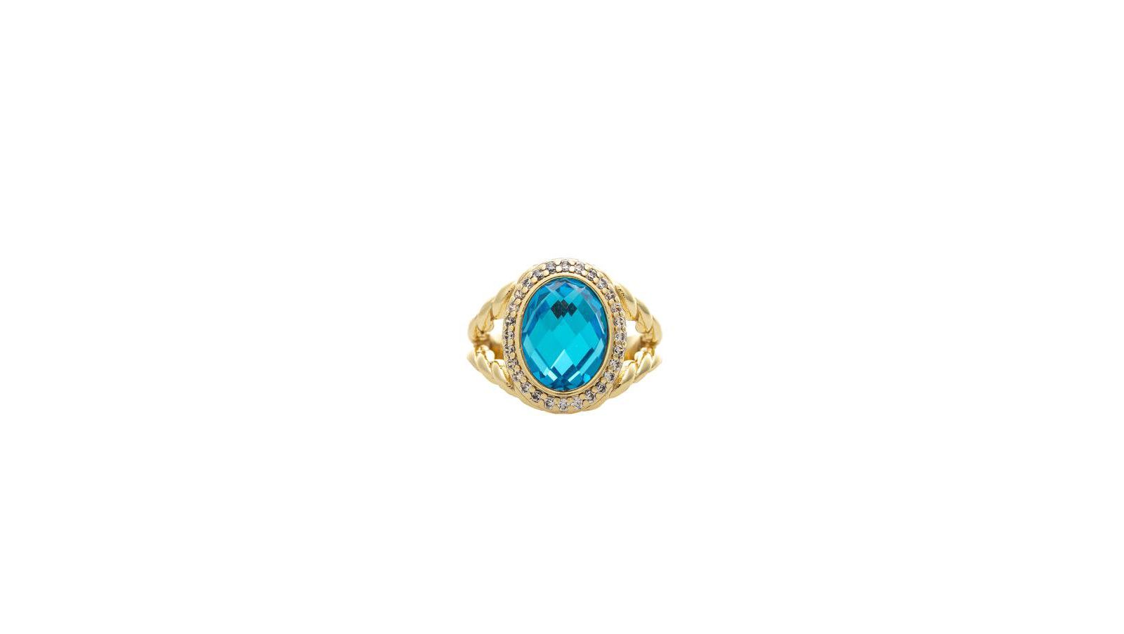 Кольцо Rivka Friedman 18K Gold Plated Cubic Zirconia Halo Statement