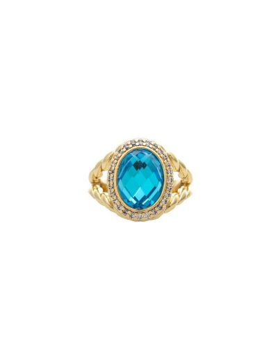 Кольцо Rivka Friedman 18K Gold Plated Cubic Zirconia Halo Statement