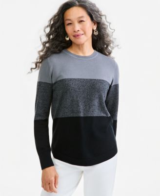 Женский джемпер Style & Co Petite с длинным рукавом и воротником crewneck, цвет colorblock