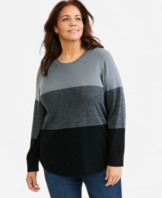 Свитер Style & Co Plus Size Colorblocked Curved-Hem