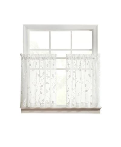 Ellis Curtain Chatham 100% Polyester Embroidered Sheer Rod Pocket Tiers 70" x 30"