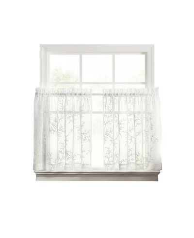 Ellis Curtain Brewster 100% Polyester Embroidered Sheer Rod Pocket Tiers 70" x 30"