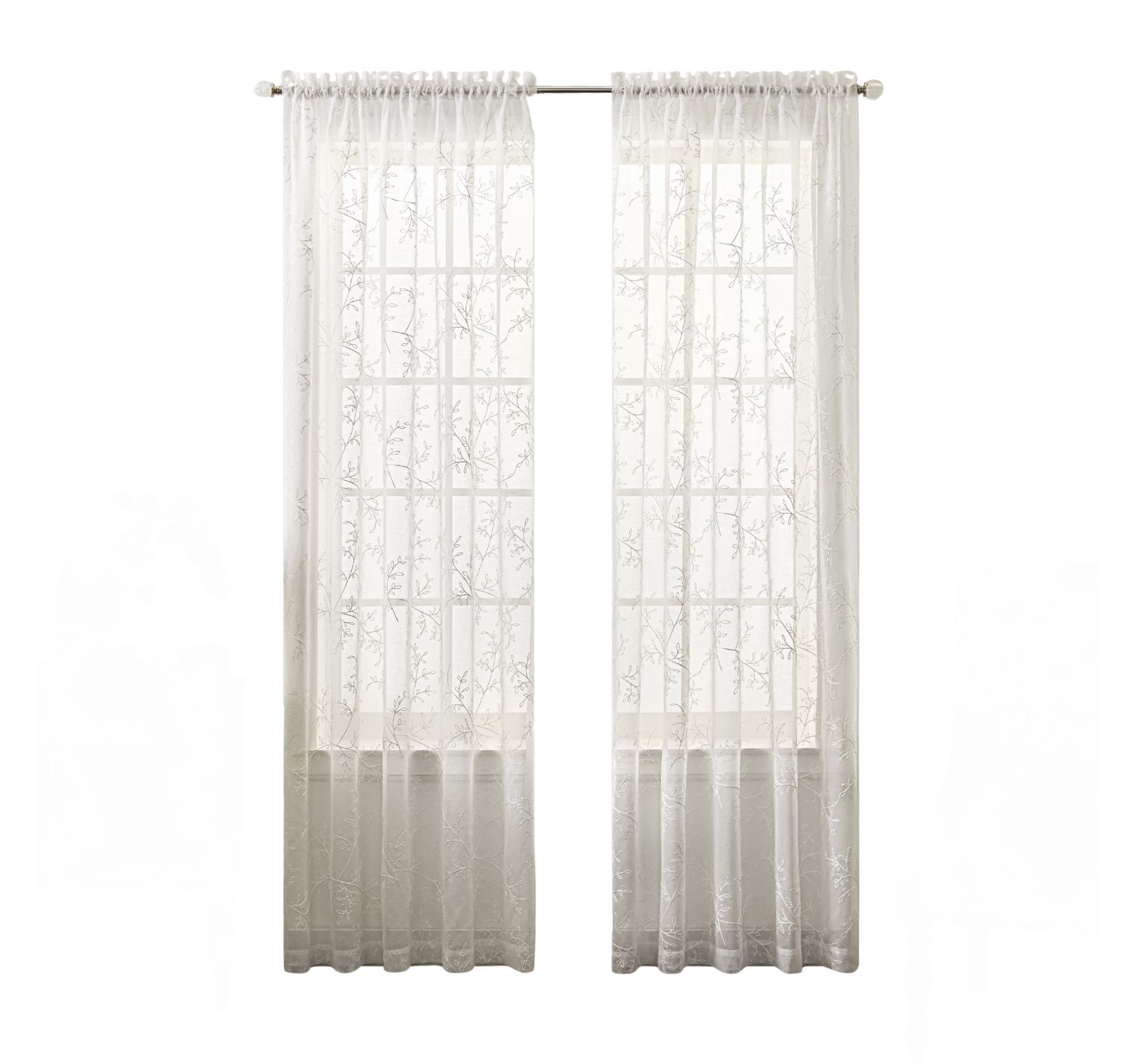 Ellis Curtain Brewster 100% Polyester Tailored Embroidered Sheer Rod Pocket Valances 70" x 15"