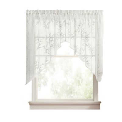 Ellis Curtain Brewster 100% Polyester Embroidered Sheer Rod Pocket Curtain Panel 52" x 63"