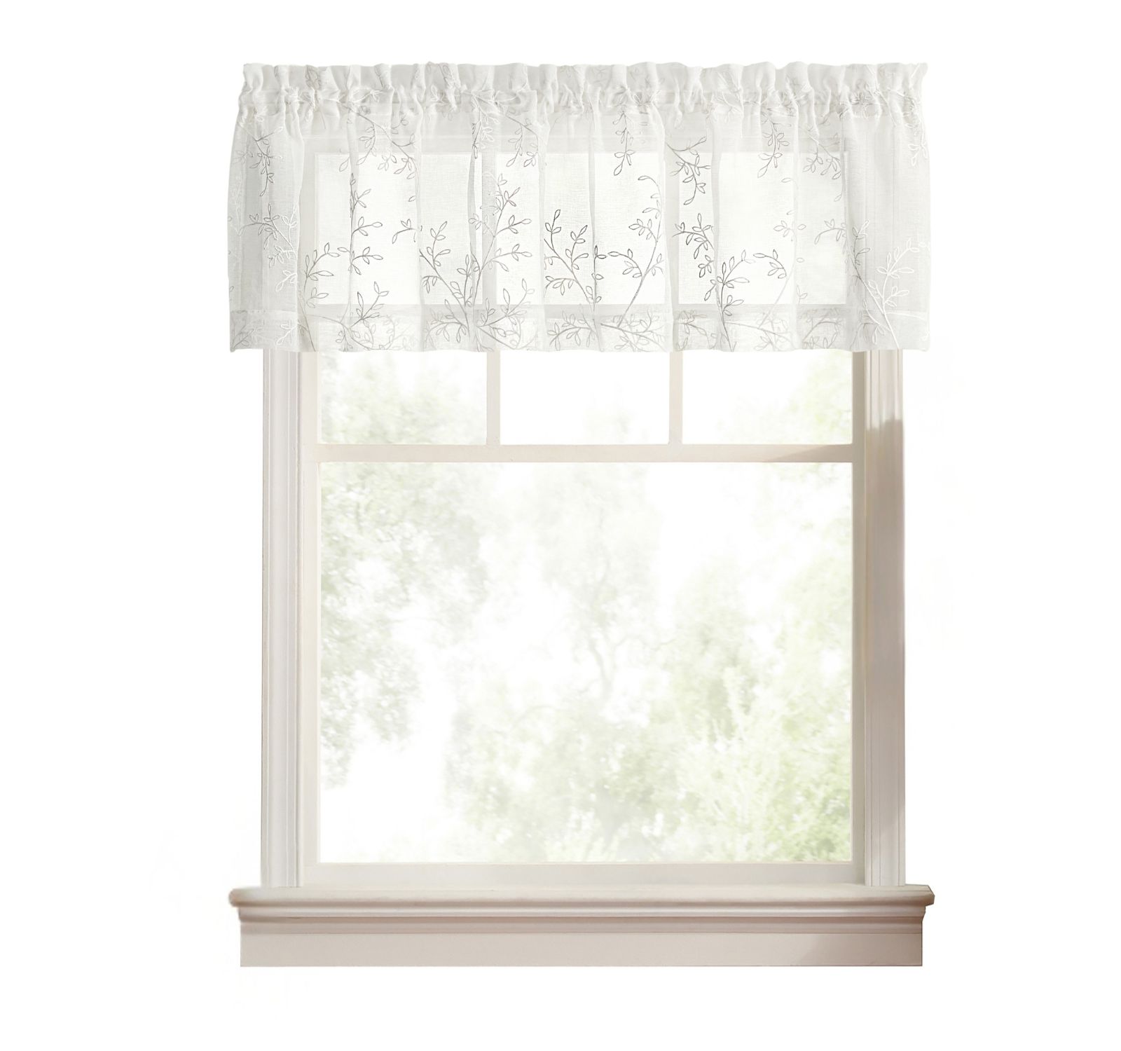 Ellis Curtain Brewster 100% Polyester Tailored Embroidered Sheer Rod Pocket Swag Pair  70" x 38"