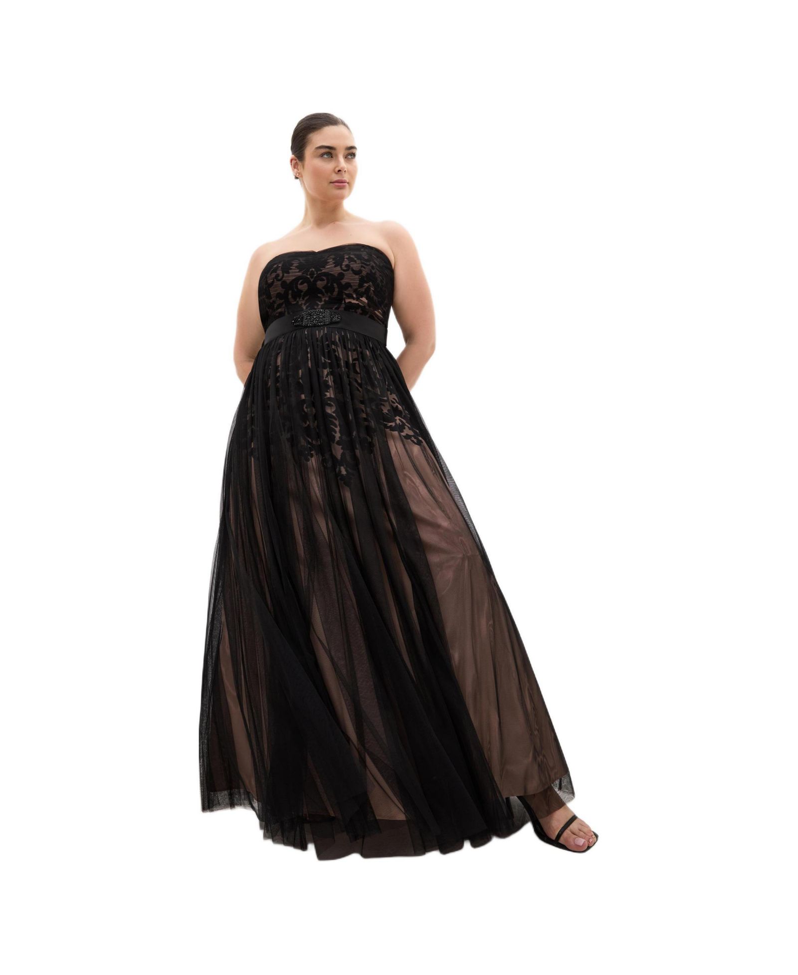Платье maxi CITY CHIC Plus Size Embroidered Tulle