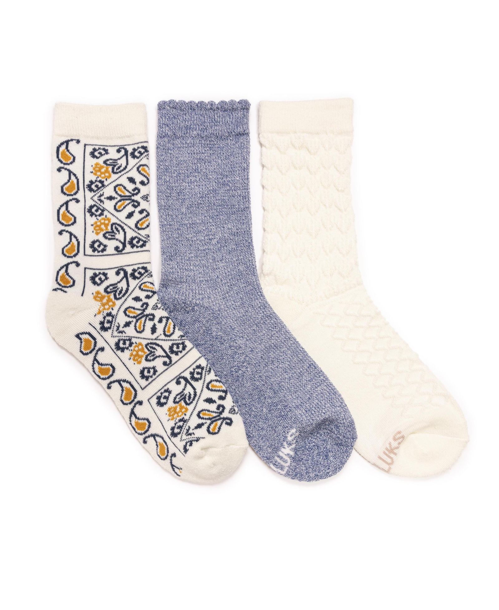 MUK LUKS Women's Dream Step Crew Socks, 3 Pair Pack