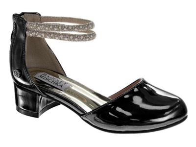 Badgley Mischka Little Girls Metallic Mary Jane Heel with Pearl & Rhinestone Straps (Little Kid-Big Kid)