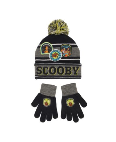Scooby Doo Детский набор из 2 предметов: вязаная шапка и перчатки Super Sleuth Badges