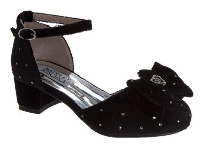 Badgley Mischka Little Girls Heel Dress Shoes with Velvet Upper and Bow Detail (Little Kid-Big Kid)