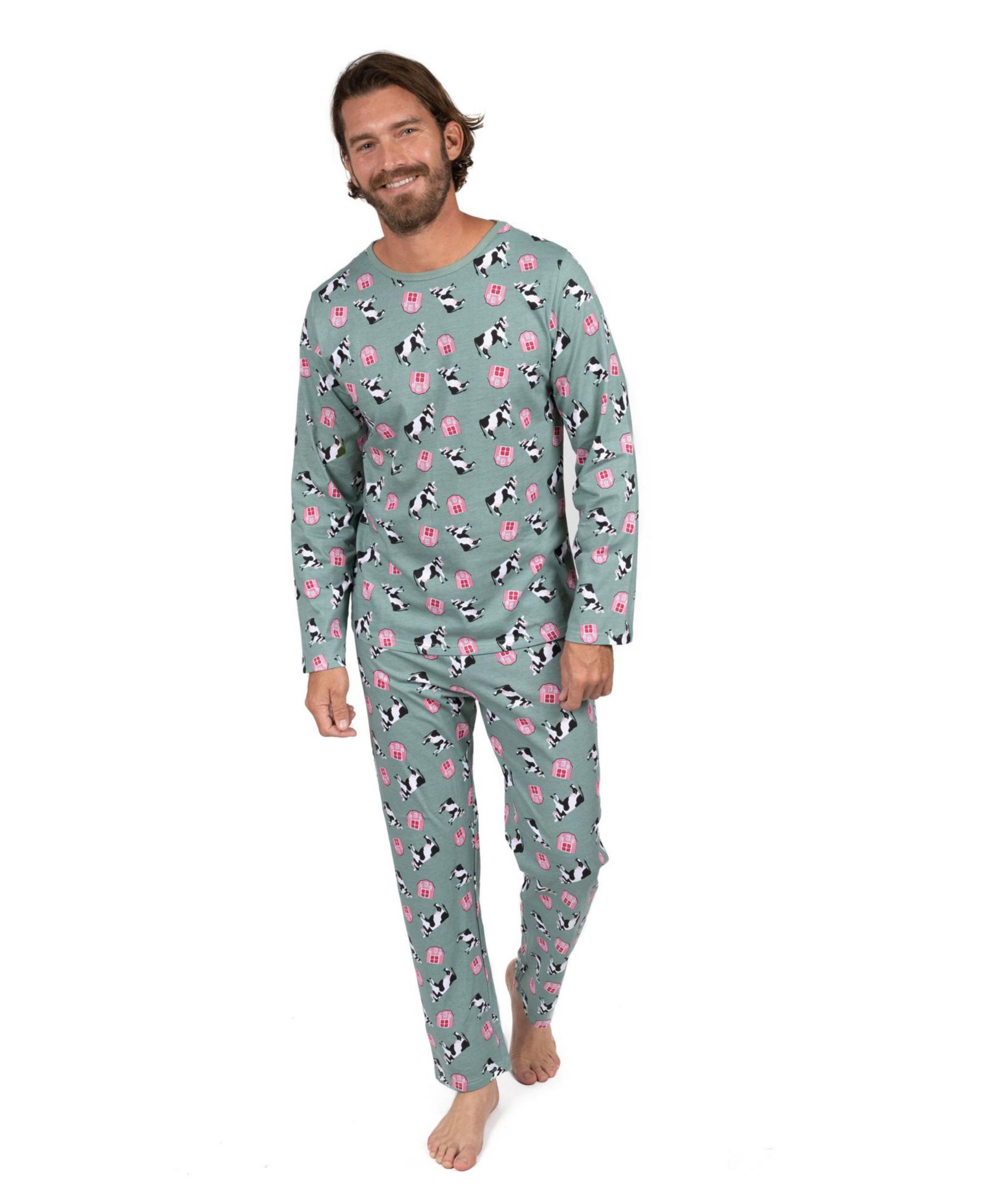 Мужская хлопковая пижама в два предмета с длинным рукавом Loose Fit от Leveret