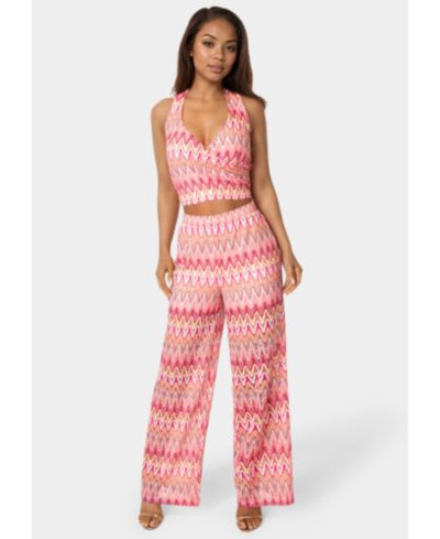 Женский комплект Bebe из 2-х предметов Chevron Halter Top и Flare Pants