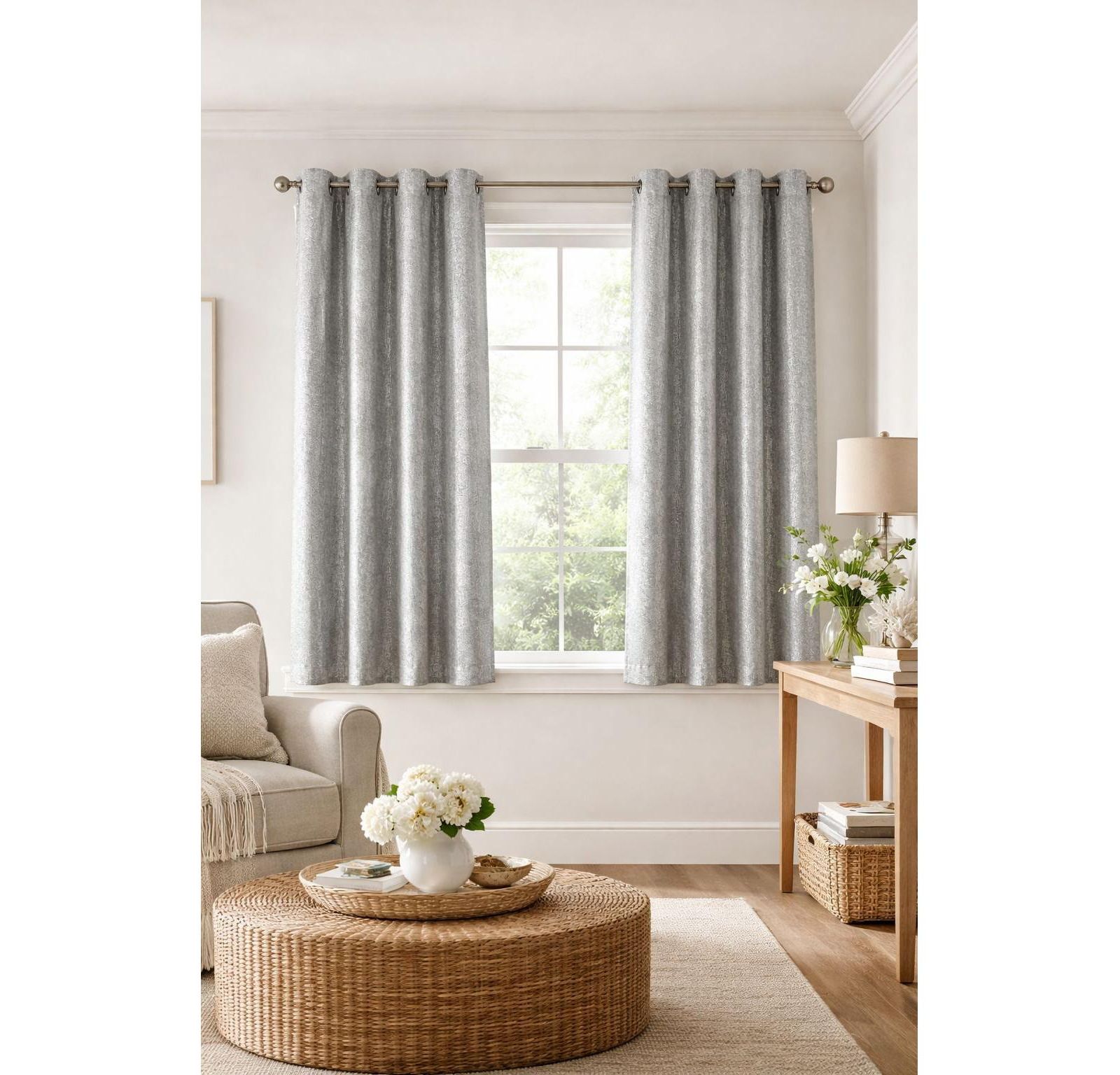 Шторы Kate Aurora Sadie Metallic Sparkle Grommet Gray