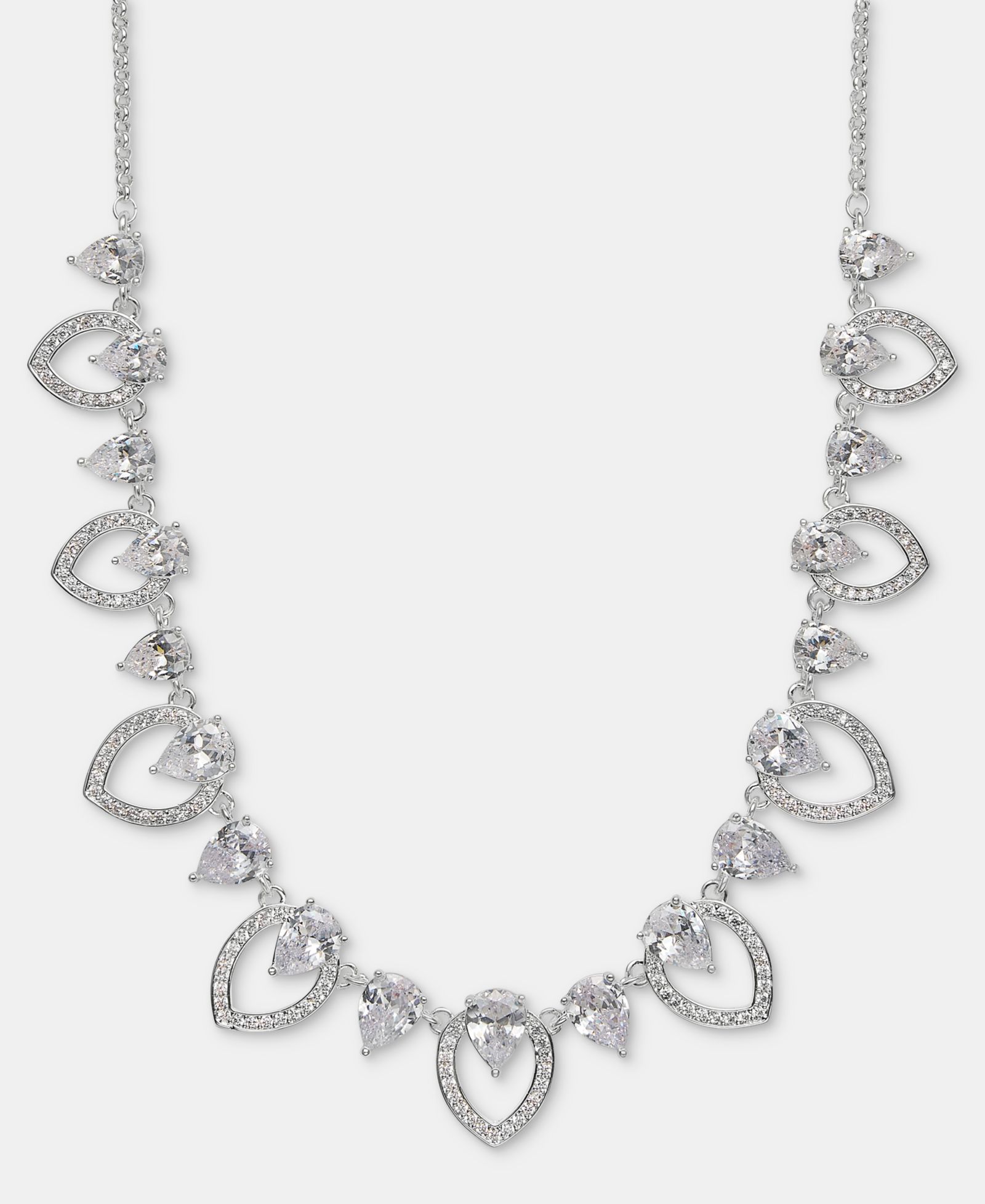 Anne Klein Ожерелье с кристаллами Navette Silver-Tone