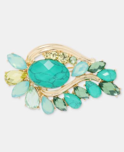 Брошь Anne Klein Boxed Gold-Tone Green Stone Cluster Pin