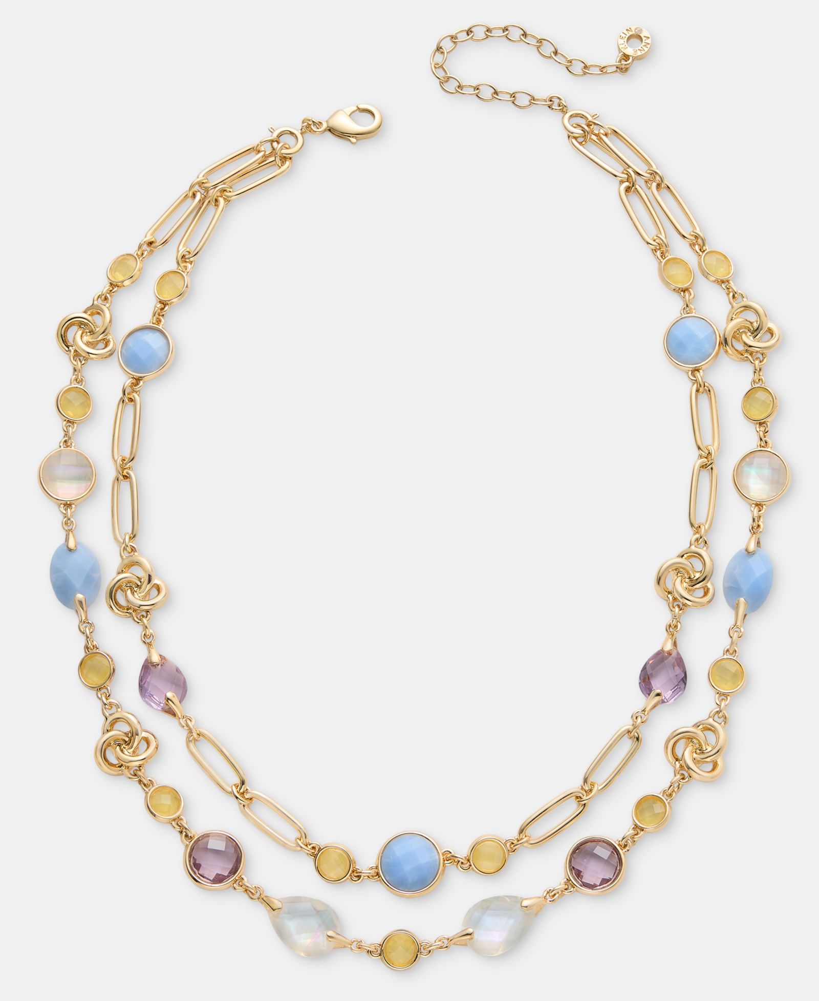Anne Klein Gold-Tone Stone Knot Multi-Row Necklace