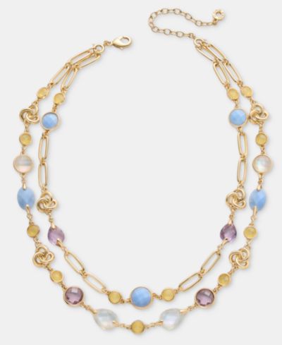 Anne Klein золотистое многорядное ожерелье с камнями Knot