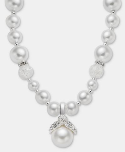 Подвеска Anne Klein с жемчужиной из стекла, серебристого цвета, съемная